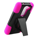 REIKO LG G2 MINI HYBRID HEAVY DUTY CASE WITH KICKSTAND IN HOT PINK BLACK
