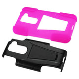 REIKO LG G2 MINI HYBRID HEAVY DUTY CASE WITH KICKSTAND IN HOT PINK BLACK