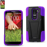 REIKO LG G2 MINI HYBRID HEAVY DUTY CASE WITH KICKSTAND IN PURPLE BLACK