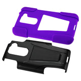 REIKO LG G2 MINI HYBRID HEAVY DUTY CASE WITH KICKSTAND IN PURPLE BLACK