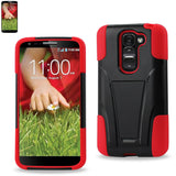 REIKO LG G2 MINI HYBRID HEAVY DUTY CASE WITH KICKSTAND IN RED BLACK