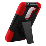 REIKO LG G2 MINI HYBRID HEAVY DUTY CASE WITH KICKSTAND IN RED BLACK