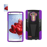 REIKO LG G4 HYBRID HEAVY DUTY CASE WITH KICKSTAND IN PURPLE BLACK
