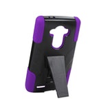 REIKO LG G4 HYBRID HEAVY DUTY CASE WITH KICKSTAND IN PURPLE BLACK