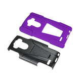 REIKO LG G4 HYBRID HEAVY DUTY CASE WITH KICKSTAND IN PURPLE BLACK