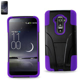 REIKO LG G FLEX HYBRID HEAVY DUTY CASE WITH KICKSTAND IN PURPLE BLACK