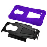 REIKO LG G FLEX HYBRID HEAVY DUTY CASE WITH KICKSTAND IN PURPLE BLACK