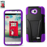 REIKO LG L90 HYBRID HEAVY DUTY CASE WITH KICKSTAND IN PURPLE BLACK