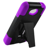 REIKO LG L90 HYBRID HEAVY DUTY CASE WITH KICKSTAND IN PURPLE BLACK