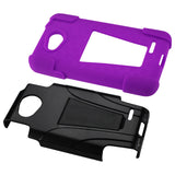 REIKO LG L90 HYBRID HEAVY DUTY CASE WITH KICKSTAND IN PURPLE BLACK