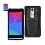 REIKO LG LS675 HYBRID HEAVY DUTY CASE WITH KICKSTAND IN BLACK