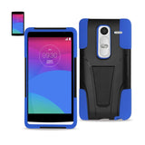 REIKO LG LS675 HYBRID HEAVY DUTY CASE WITH KICKSTAND IN NAVY BLACK