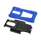 REIKO LG LS675 HYBRID HEAVY DUTY CASE WITH KICKSTAND IN NAVY BLACK