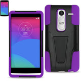 REIKO LG LS675 HYBRID HEAVY DUTY CASE WITH KICKSTAND IN PURPLE BLACK