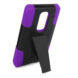 REIKO LG LS675 HYBRID HEAVY DUTY CASE WITH KICKSTAND IN PURPLE BLACK