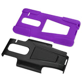 REIKO LG LS675 HYBRID HEAVY DUTY CASE WITH KICKSTAND IN PURPLE BLACK