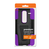 REIKO LG LS675 HYBRID HEAVY DUTY CASE WITH KICKSTAND IN PURPLE BLACK