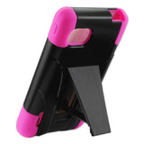 REIKO LG OPTIMUS F3 LS720 HYBRID HEAVY DUTY CASE WITH KICKSTAND IN HOT PINK BLACK