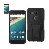 REIKO LG NEXUS 5X HYBRID HEAVY DUTY CASE WITH KICKSTAND IN BLACK