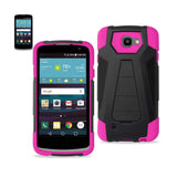 REIKO LG SPREE HYBRID HEAVY DUTY CASE WITH KICKSTAND IN HOT PINK BLACK