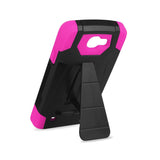 REIKO LG SPREE HYBRID HEAVY DUTY CASE WITH KICKSTAND IN HOT PINK BLACK