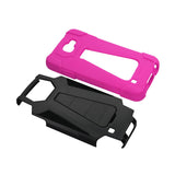 REIKO LG SPREE HYBRID HEAVY DUTY CASE WITH KICKSTAND IN HOT PINK BLACK