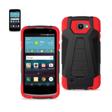 REIKO LG SPREE HYBRID HEAVY DUTY CASE WITH KICKSTAND IN RED BLACK