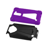 REIKO LG STYLUS 2 PLUS HYBRID HEAVY DUTY CASE WITH KICKSTAND IN PURPLE BLACK