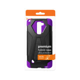 REIKO LG STYLUS 2 PLUS HYBRID HEAVY DUTY CASE WITH KICKSTAND IN PURPLE BLACK