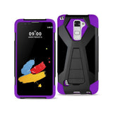 REIKO LG STYLU 2 HYBRID HEAVY DUTY CASE WITH KICKSTAND IN PURPLE BLACK