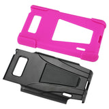 REIKO LG SPLENDOR HYBRID HEAVY DUTY CASE WITH KICKSTAND IN BLACK HOT PINK