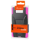 REIKO LG SPLENDOR HYBRID HEAVY DUTY CASE WITH KICKSTAND IN BLACK HOT PINK