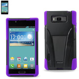 REIKO LG SPLENDOR HYBRID HEAVY DUTY CASE WITH KICKSTAND IN BLACK PURPLE