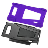 REIKO LG SPLENDOR HYBRID HEAVY DUTY CASE WITH KICKSTAND IN BLACK PURPLE