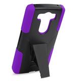 REIKO LG V10 HYBRID HEAVY DUTY CASE WITH KICKSTAND IN PURPLE BLACK