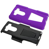 REIKO LG V10 HYBRID HEAVY DUTY CASE WITH KICKSTAND IN PURPLE BLACK