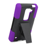 REIKO LG VOLT 2 HYBRID HEAVY DUTY CASE WITH KICKSTAND IN PURPLE BLACK