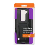 REIKO LG VOLT 2 HYBRID HEAVY DUTY CASE WITH KICKSTAND IN PURPLE BLACK