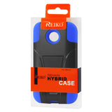 REIKO MOTOROLA MOTO E HYBRID HEAVY DUTY CASE WITH KICKSTAND IN NAVY BLACK
