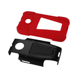 REIKO MOTOROLA MOTO E HYBRID HEAVY DUTY CASE WITH KICKSTAND IN RED BLACK