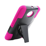 REIKO MOTOROLA NEXUS 6 HYBRID HEAVY DUTY CASE WITH KICKSTAND IN HOT PINK BLACK