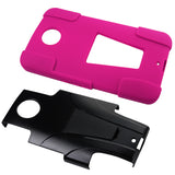 REIKO MOTOROLA NEXUS 6 HYBRID HEAVY DUTY CASE WITH KICKSTAND IN HOT PINK BLACK