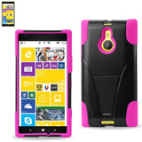 REIKO NOKIA LUMIA 1520 HYBRID HEAVY DUTY CASE WITH KICKSTAND IN HOT PINK BLACK