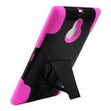 REIKO NOKIA LUMIA 1520 HYBRID HEAVY DUTY CASE WITH KICKSTAND IN HOT PINK BLACK