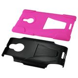 REIKO NOKIA LUMIA 1520 HYBRID HEAVY DUTY CASE WITH KICKSTAND IN HOT PINK BLACK