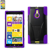 REIKO NOKIA LUMIA 1520 HYBRID HEAVY DUTY CASE WITH KICKSTAND IN PURPLE BLACK