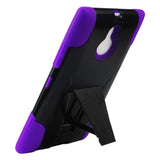REIKO NOKIA LUMIA 1520 HYBRID HEAVY DUTY CASE WITH KICKSTAND IN PURPLE BLACK