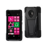 REIKO NOKIA LUMIA 521 HYBRID HEAVY DUTY CASE WITH KICKSTAND IN BLACK