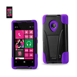 REIKO NOKIA LUMIA 521 HYBRID HEAVY DUTY CASE WITH KICKSTAND IN PURPLE BLACK