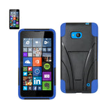 REIKO NOKIA LUMIA 640 HYBRID HEAVY DUTY CASE WITH KICKSTAND IN NAVY BLACK